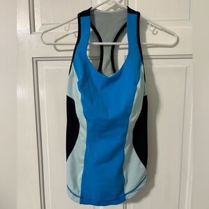 Lululemon Cardio Kick Racerback Tank Top in Blue and Black Size 6